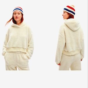 Gap Body Recycled Sherpa Ivory White Hoodie - Size XXS - New